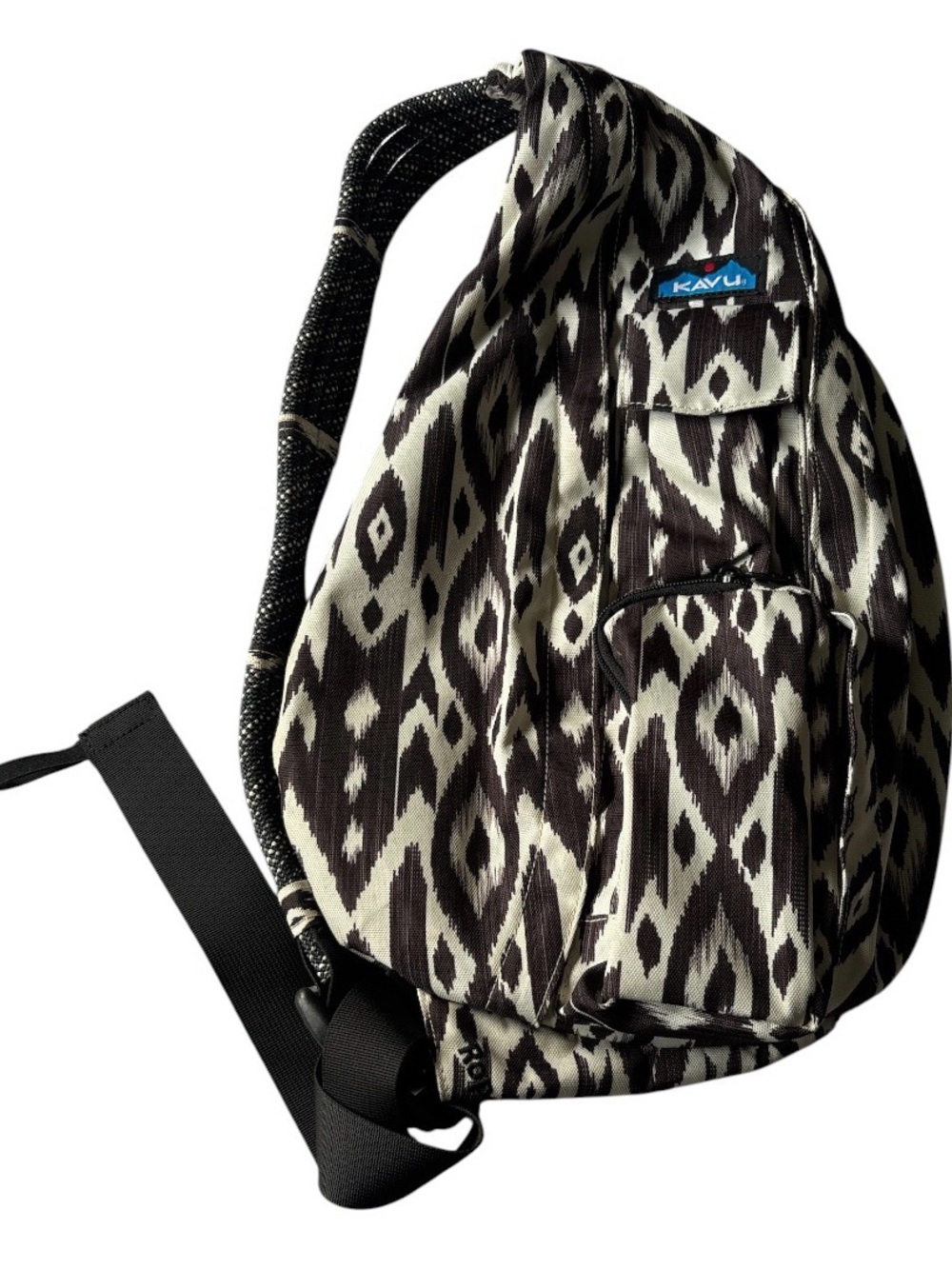 Kavu Black & Cream Ikat Rope Sling Bag